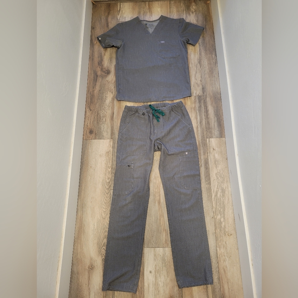 Men's Gray Utility Scrub Pants with Drawstring